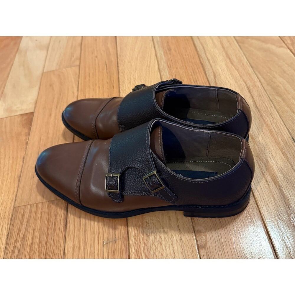 Joseph Abboud Men's Double Monk Strap Cap Toe Dress Shoes Brown/Black 8.5